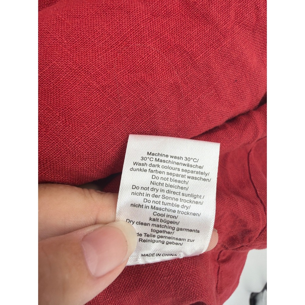 Poetry Red 100% Linen V-Neck Midi Dress 3/4 Sleeve Size US 4 UK 8 - Picture 5 of 6